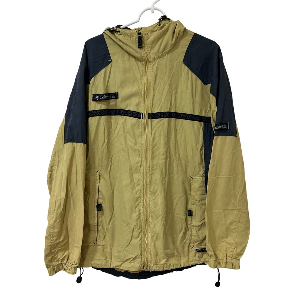 Columbia Vtg Mens Size Medium Green & Gray Packable Windbreaker Jacket Gorpcore